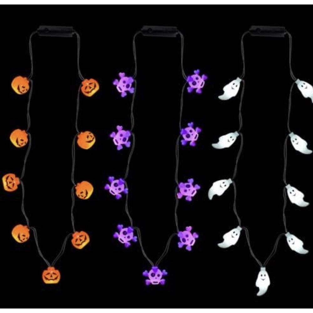 Bstge 3 Pcs Halloween Light Up Necklaces , 3 Modes New
